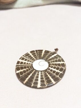 Round Tribal-Inspired Brown & Cream Pendant